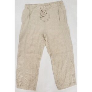 Coldwater Creek Women's size Petite 10 Linen Wide Leg Capri Pants Goucho Elastic